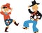 Cartoon kids dancing western style