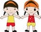 Cartoon kids jumping. Vector clip art illustration with simple gradients. Each on a separate layer. - Images vectorielles