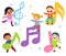 Cartoon kids with music notes