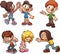 Cartoon kids performing different actions