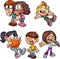 Cartoon kids performing different actions