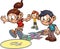 Cartoon kids playing hopscotch