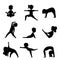 Cartoon kids silhouette set in various yoga poses - child exercise and fitness collection