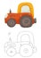 Cartoon kids tractor outline. Construction machine.