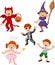 Cartoon kids wearing Halloween costume collection set