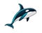 Cartoon killer whale mascot, orca water animal