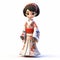 Cartoon Kimono: 3d Render Of Emily With Naive Childlike Style