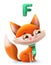 Cartoon kind fox with letter of the alphabet