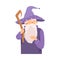 Cartoon Kind Wizard Character from Fairy Tale Vector Illustration