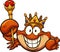 Cartoon king crab wearing a crown and holding a scepter