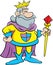 Cartoon king holding a scepter.