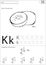 Cartoon kite and kiwi. Alphabet tracing worksheet: writing A-Z a