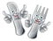 Cartoon Knife and Fork Cutlery Mascots