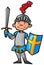 Cartoon knight in armour with a sword