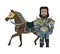 Cartoon Knight Warrior with Horse. Game Character