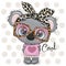 Cartoon Koala girl with a bow and glasses