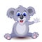 Cartoon koala sitting with waving hand