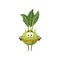 Cartoon kohlrabi cabbage vegetable funny character