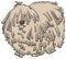 Cartoon komondor or Hungarian sheepdog purebred dog