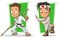 Cartoon kung fu boys in white kimono character vector set