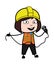 Cartoon Lady Engineer holding Mic