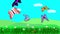 Cartoon Landscape Spring season animation with flowers and butterfly