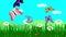 Cartoon Landscape Spring season animation with flowers and butterfly