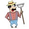 Cartoon landscaper with rake