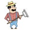 Cartoon Landscaper with Rake