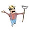 Cartoon Landscaper with Rake