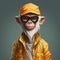 Cartoon Langur: Photorealistic Renderings Of Monkey Wearing Sunglasses And Cap