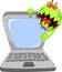 Cartoon Laptop attacking by virus
