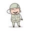 Cartoon Laughing Expression of Funny Army Man Vector Illustration