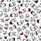 Cartoon laughing faces seamless pattern background