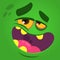 Cartoon laughing funny zombie face. Vector zombie monster square avatar.