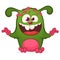 Cartoon laughing green monster. Vector illustration of green monster isolated. Halloween design.