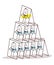 Cartoon Leadership and Cards Pyramid