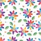 Cartoon leaf butterfly flower smile colorful petal seamless pattern