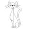 Cartoon lean kitty, funny cute thin cat with kind