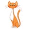 Cartoon lean kitty, vector illustration of funny