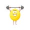 Cartoon lemon workout with barbell, fruit sport