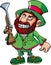 Cartoon Leprechaun cowboy with blunderbuss