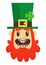 Cartoon Leprechaun smiling. Head with Red beard. Portrait for St. Patricks Day. Vector illustration.