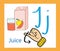 Cartoon letter J. Creative English alphabet. ABC concept. Sign language and alphabet.