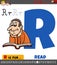 Cartoon letter R worksheet with read word