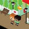 Cartoon life couple lover isometric theme