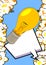 Cartoon Light Bulb with blank speech bubble, comic book Ideas background.