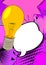 Cartoon Light Bulb with blank speech bubble, comic book Ideas background.