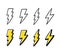 Cartoon lightning doodle set