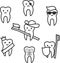 Cartoon line tooth